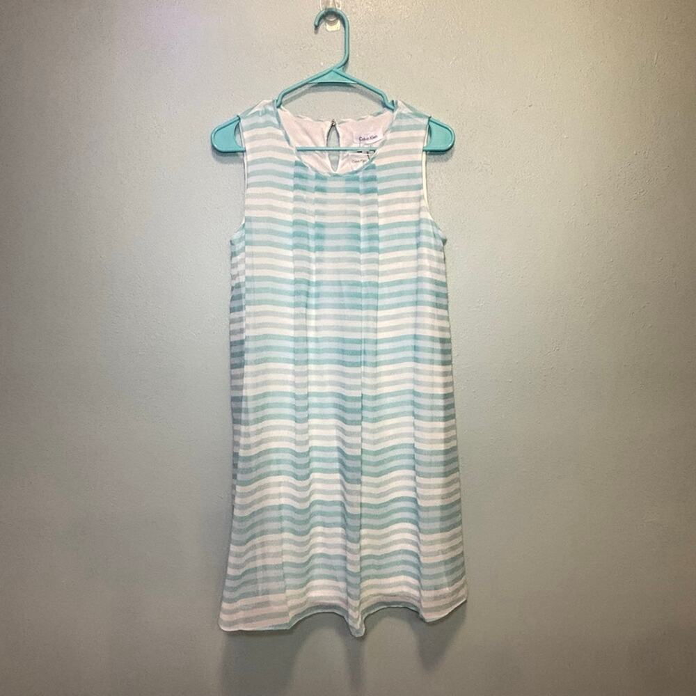 Women's Calvin Klein White Blue Striped Sleeveless Dress Size 4 NWT